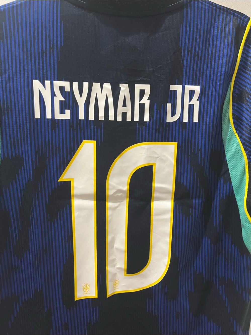 Brazil Men's Navy Blue and Yellow #10 Soccer Jersey - Picture 3 of 7